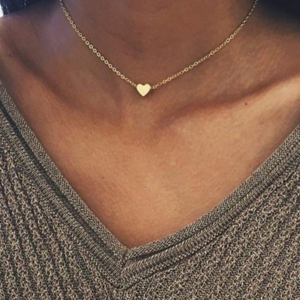 Dainty Simple Heart Choker Necklace